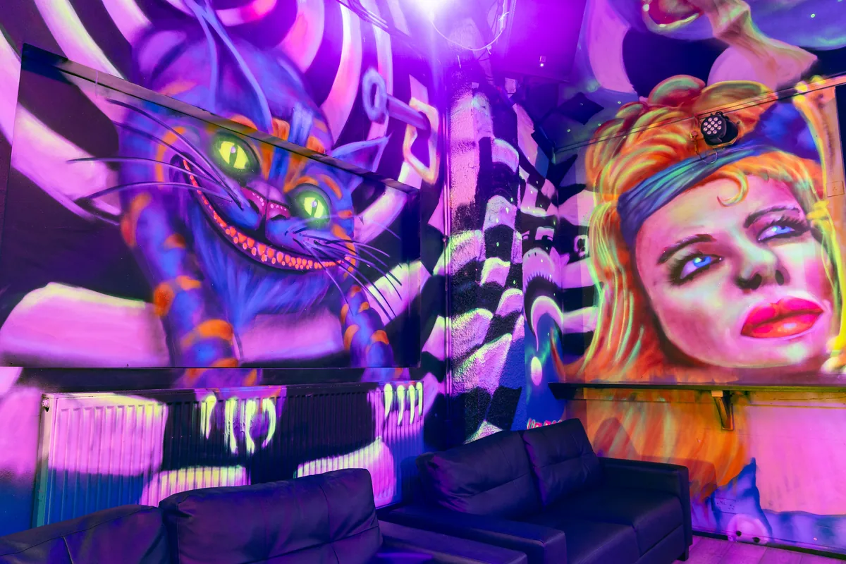 Cheshire Cat mural at DJW Events